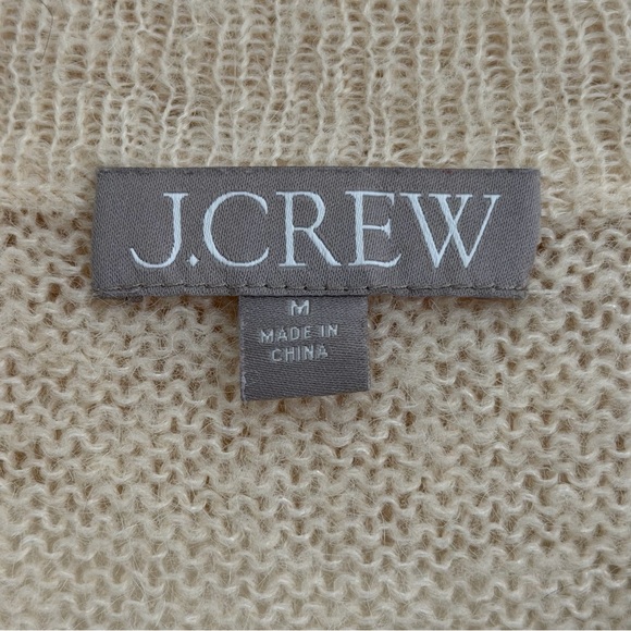 J. Crew Fair Isle Alpaca Wool Half Zip Sweater M Blue Cream Cropped Preppy - Picture 4 of 9